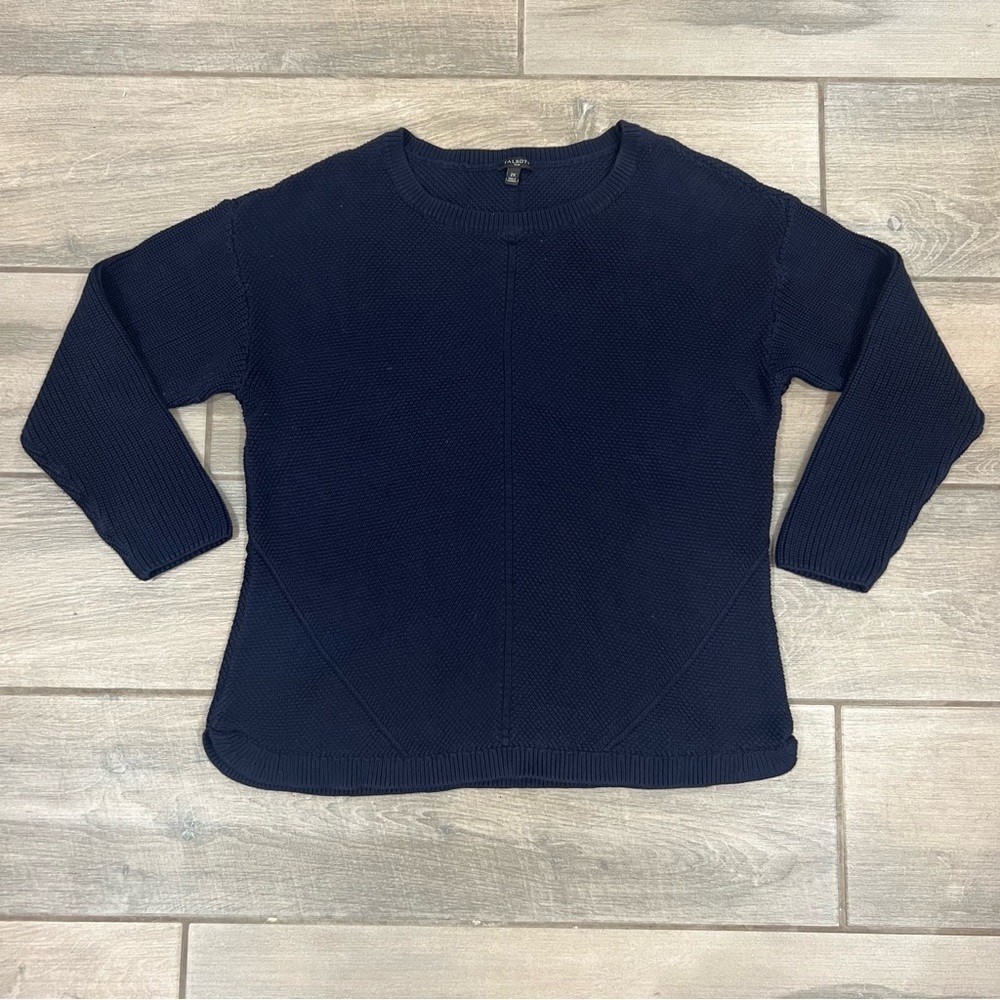 Talbots Dark Blue 100% Pima Cotton Knit Sweater Fisherman Nautical Women’s 2X